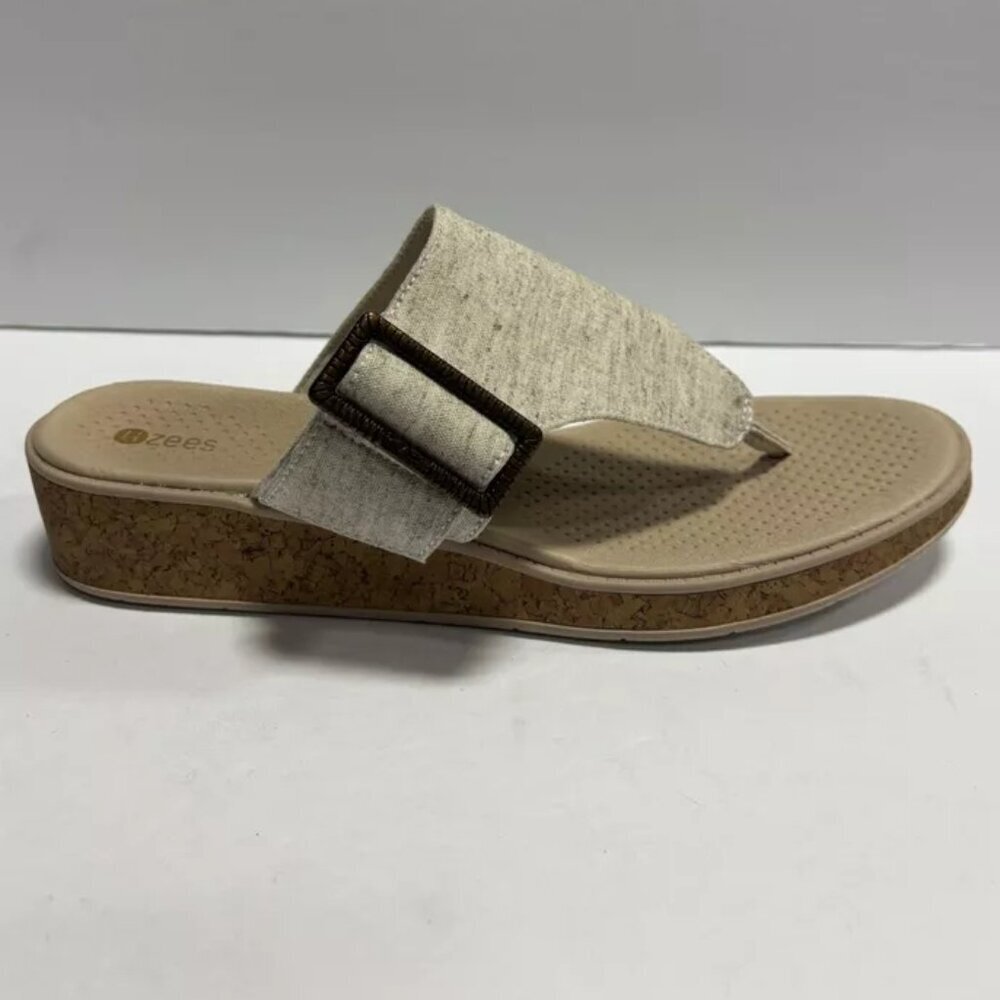 Bzees Women’s Bay, Natural Wedge Sandals, Size 11 M